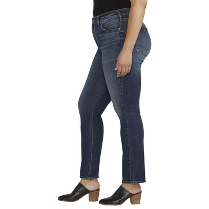 Womens Side Elastic Waist Jeans Ladies Straight Leg Regular Fit Denim Size  10-24 