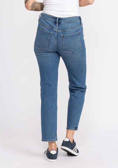 smart denim high rise straight leg jeans | BOOTLEGGER | 2000006013
