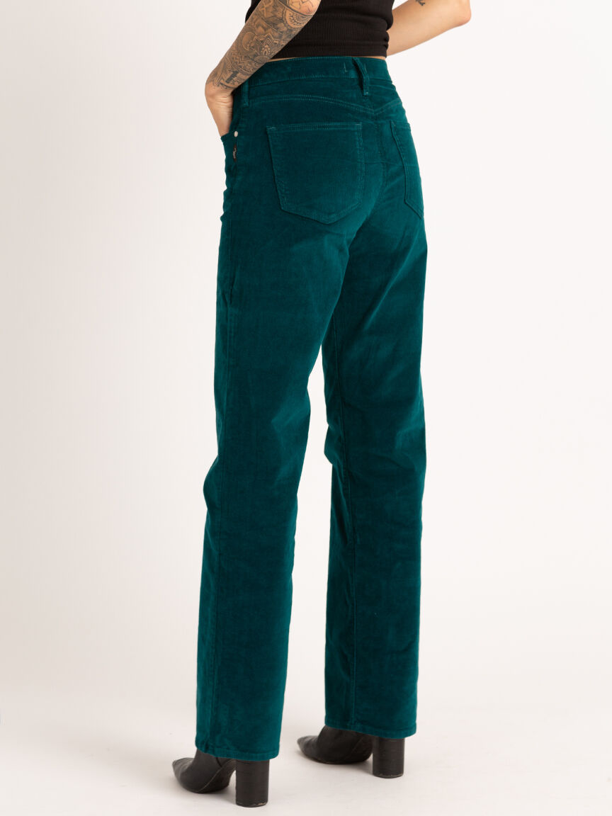 Dark Green Wide Leg Trousers | Parallel – motelrocks-com-us