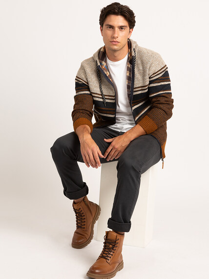 striped fleece lined hoodie | POINT ZERO | 2000006603