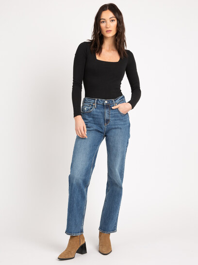 Straight Leg Jeans with Embroidered Rainbow Stripe – Bobbi's at Parkside