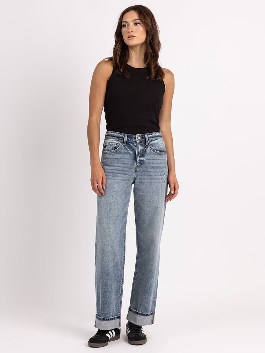 cuffed wide leg jean medium authentic