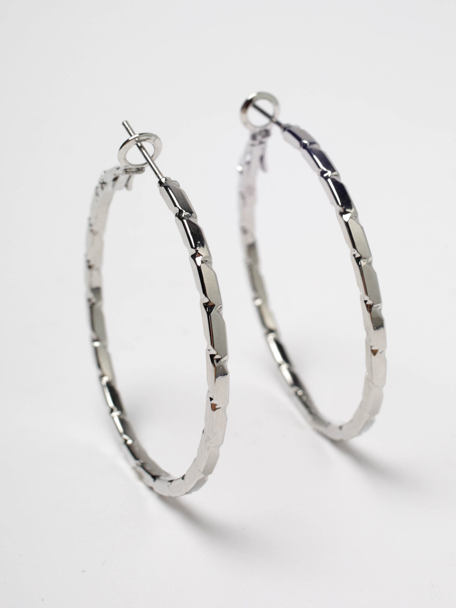 textured silver hoop