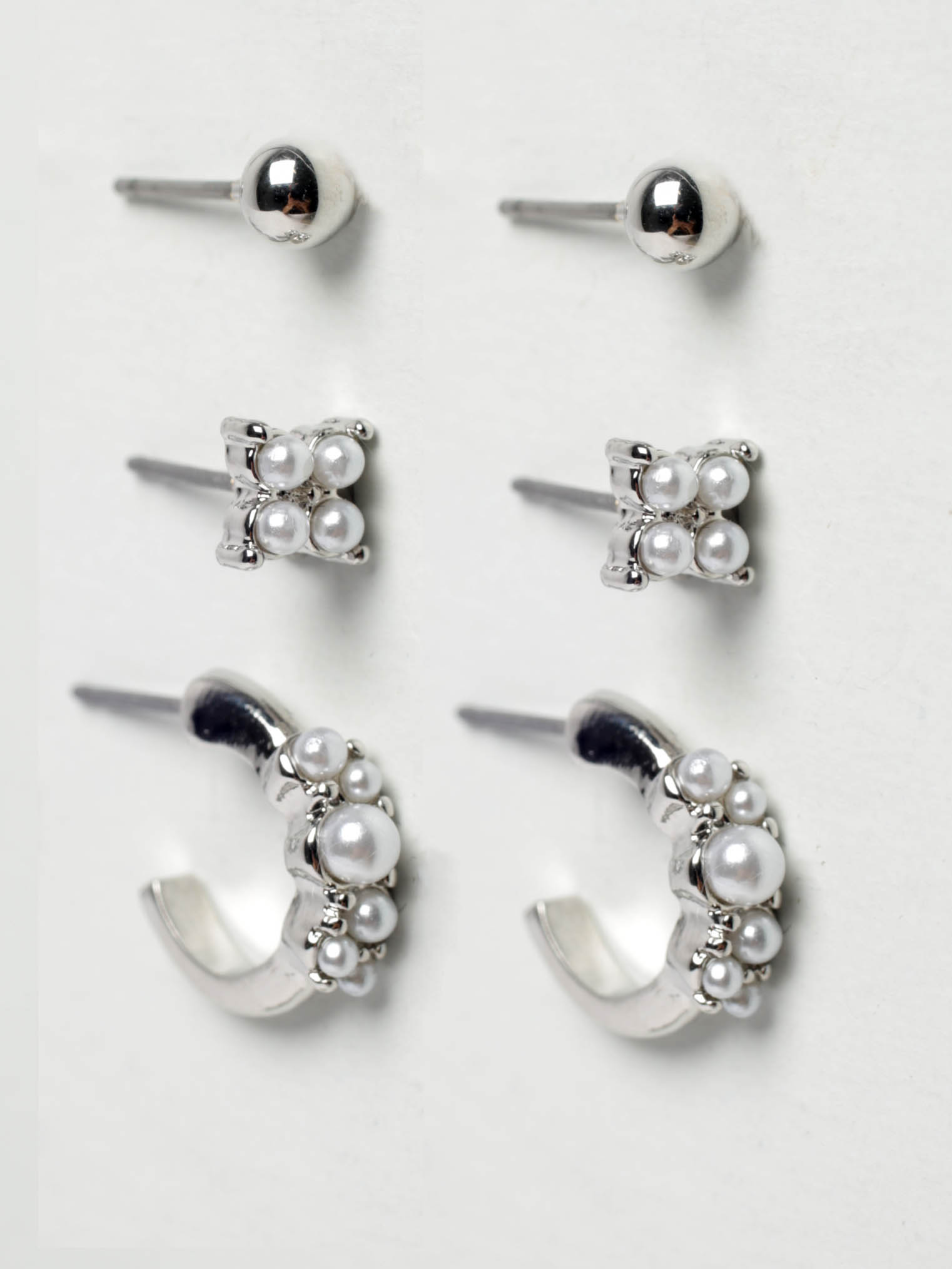 6 pack silver earrings