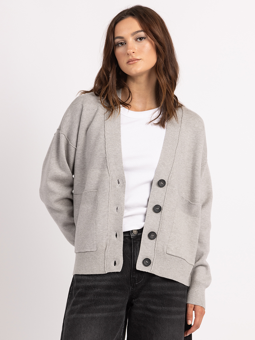 v neck button front cardigan