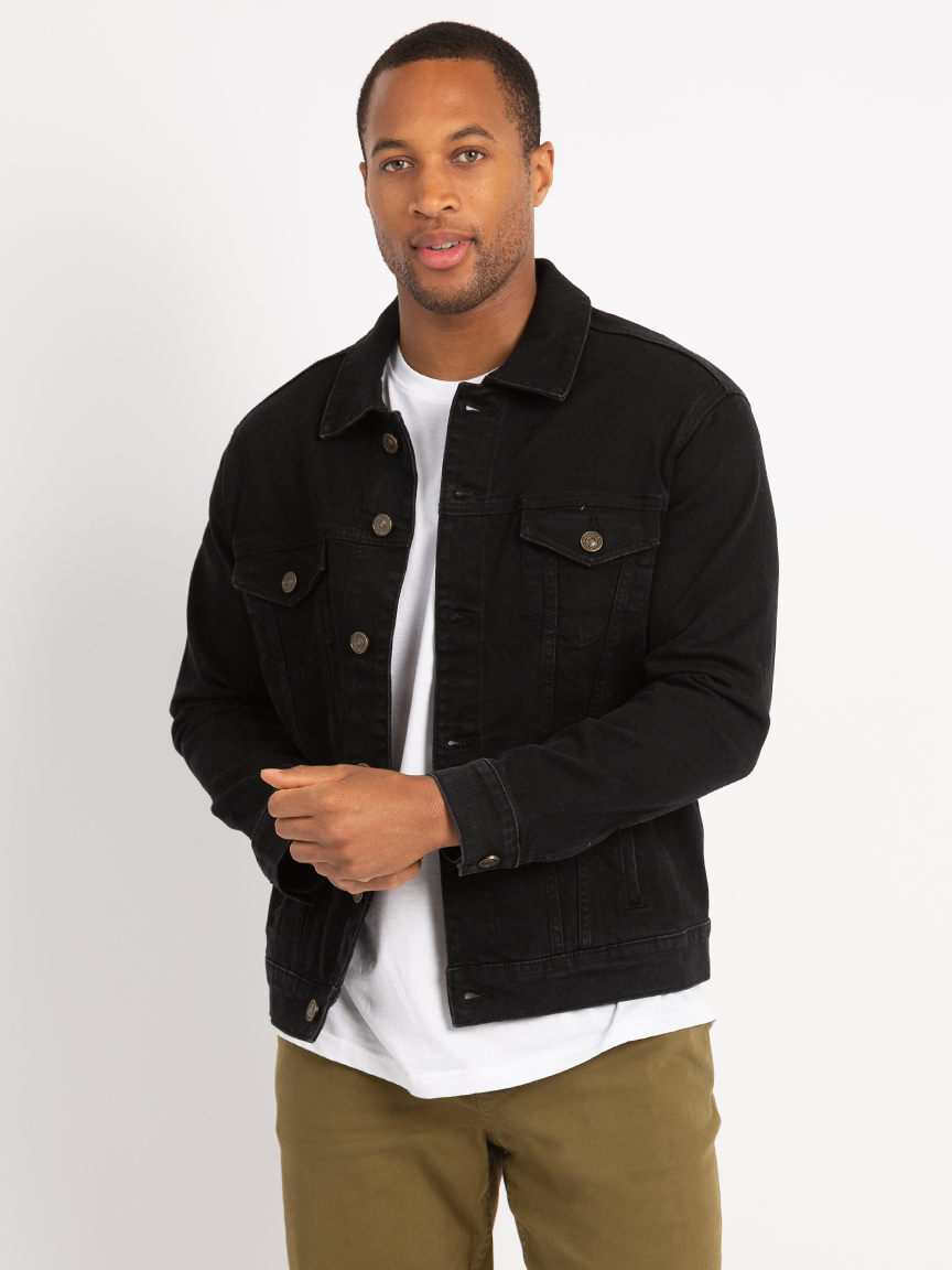 luke black denim trucker jacket