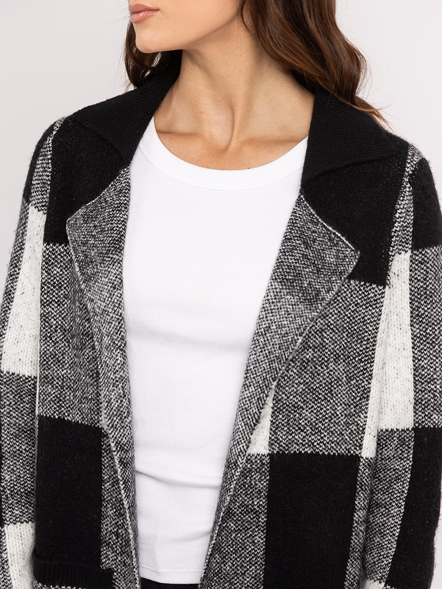 idealla plaid open cardigan