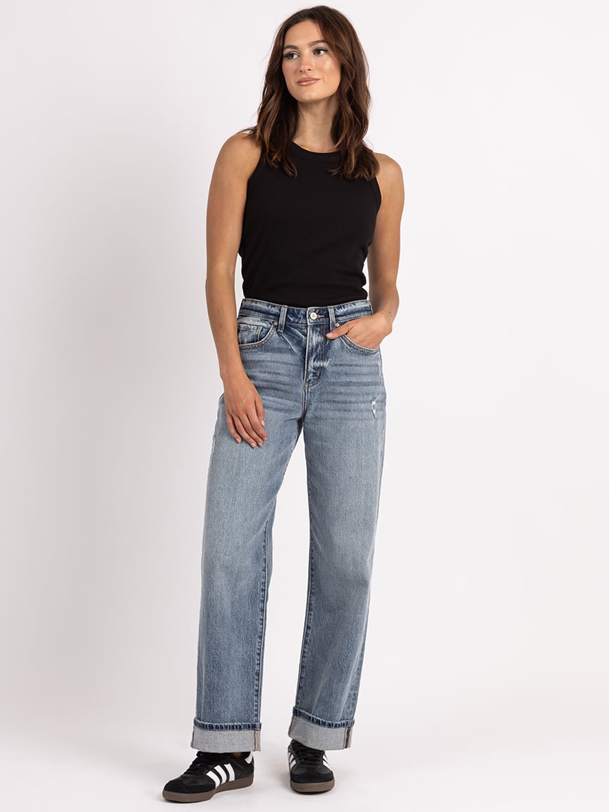 cuffed wide leg jean medium authentic