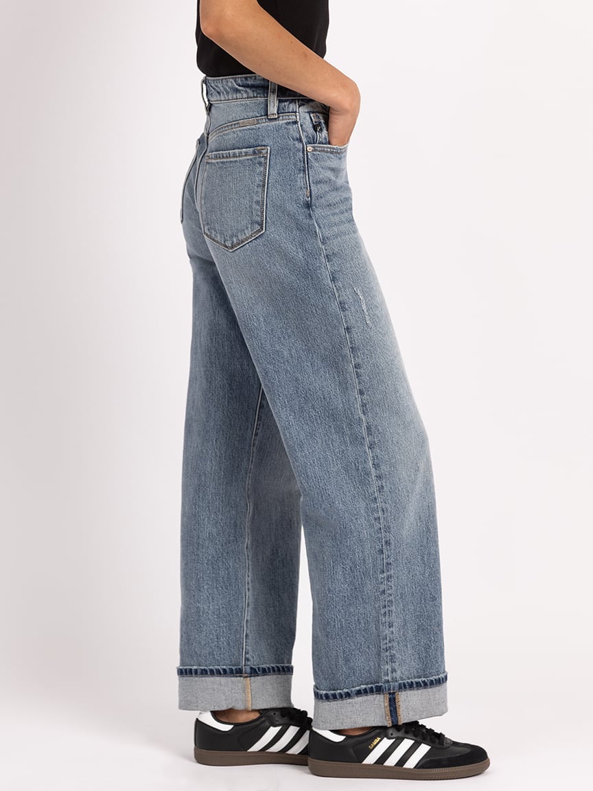 cuffed wide leg jean medium authentic