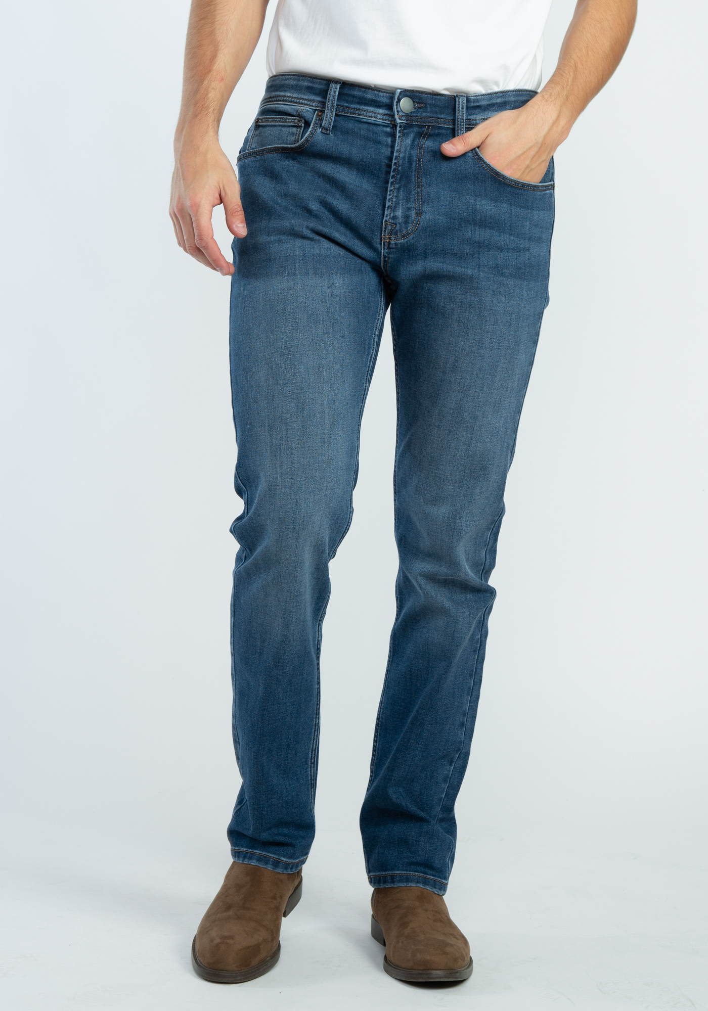 slim straight jean with plaid print | TRUE NORTH DENIM | 2000005388