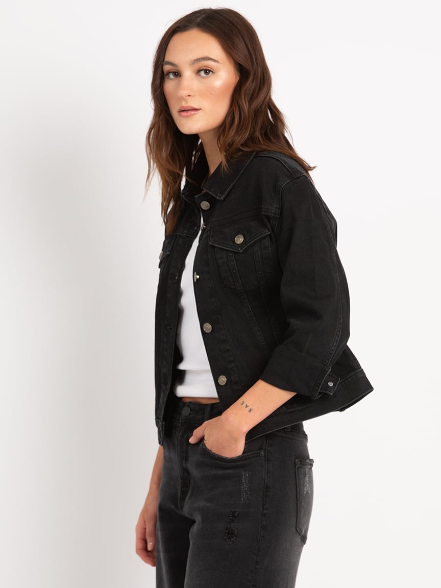 nimes black classic jean jacket