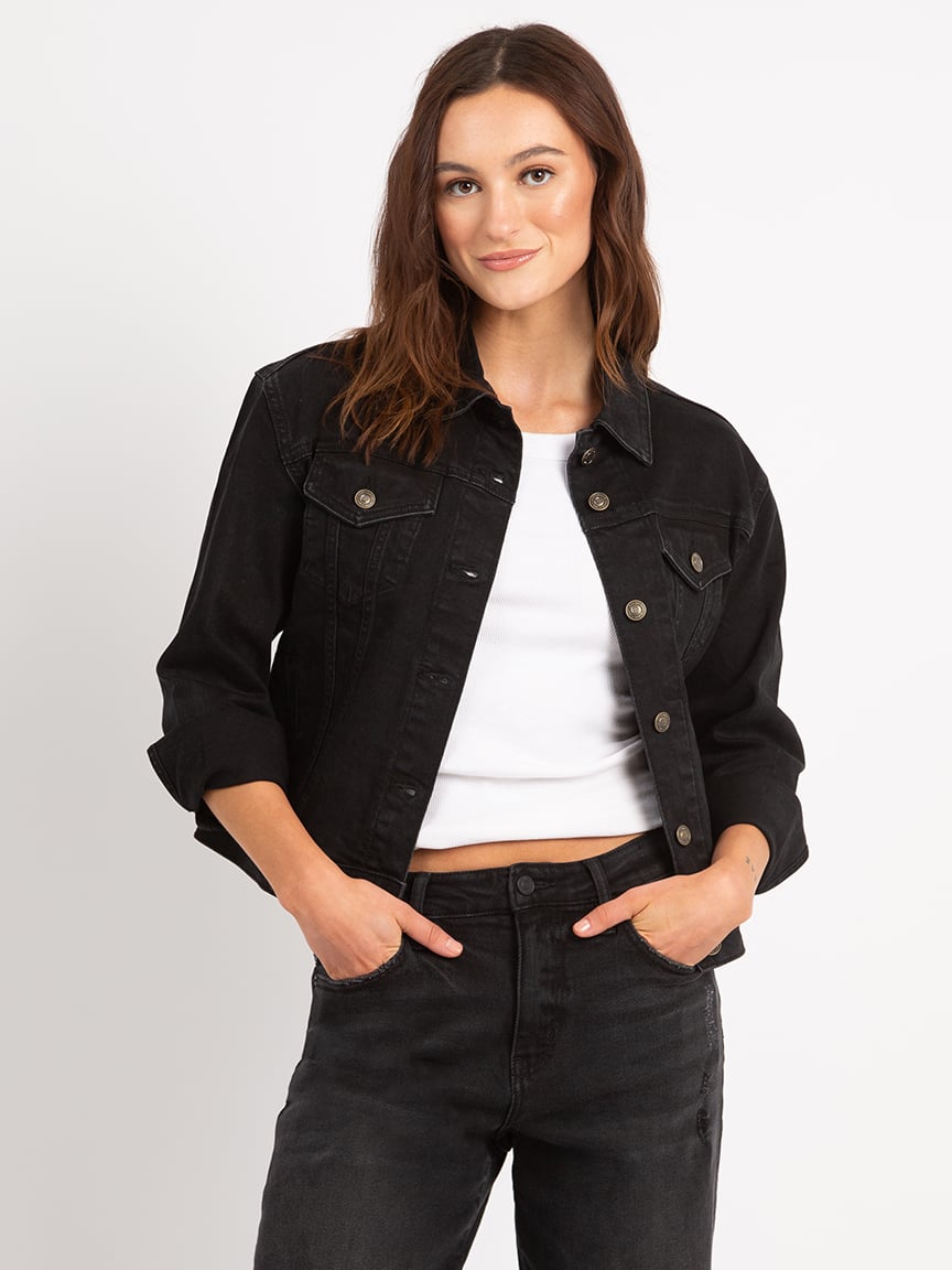 nimes black classic jean jacket