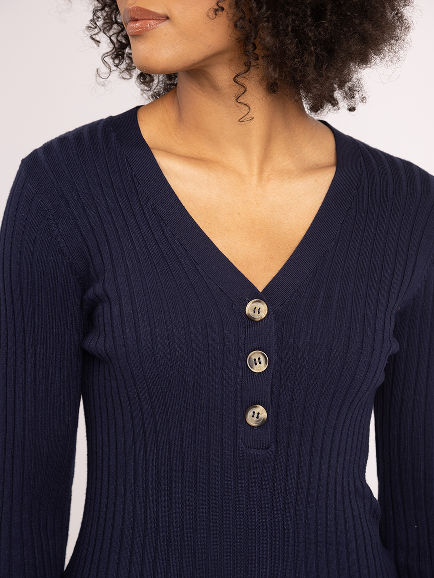 v neck henley sweater