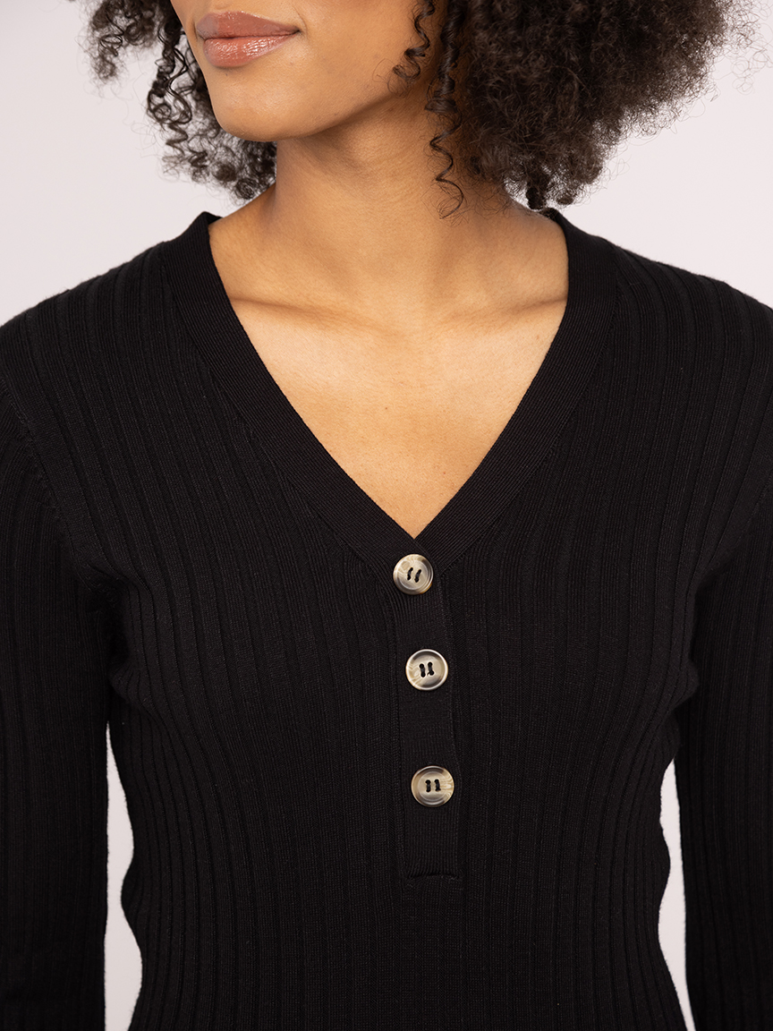 v neck henley sweater