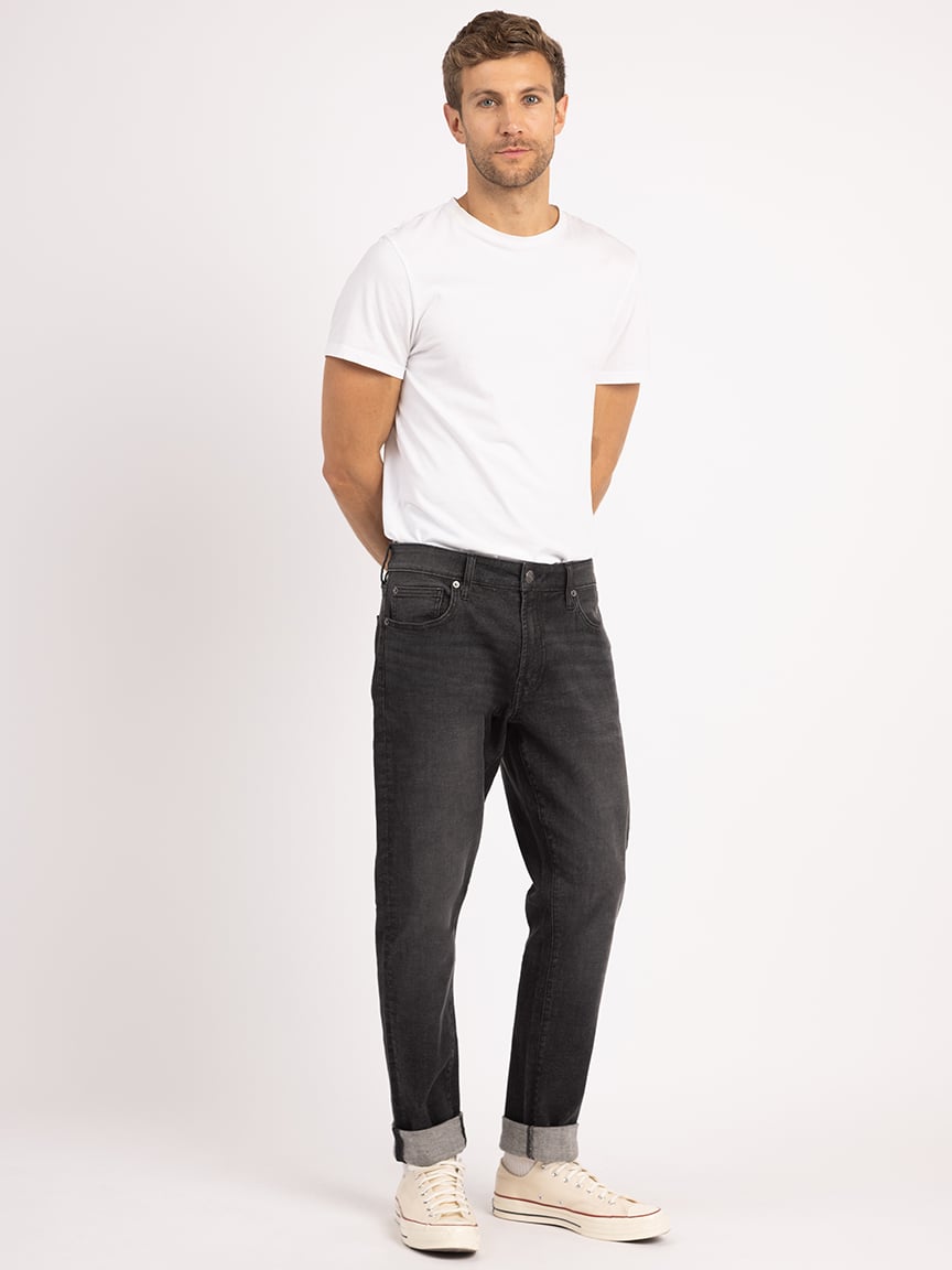 damon athletic straight washed black