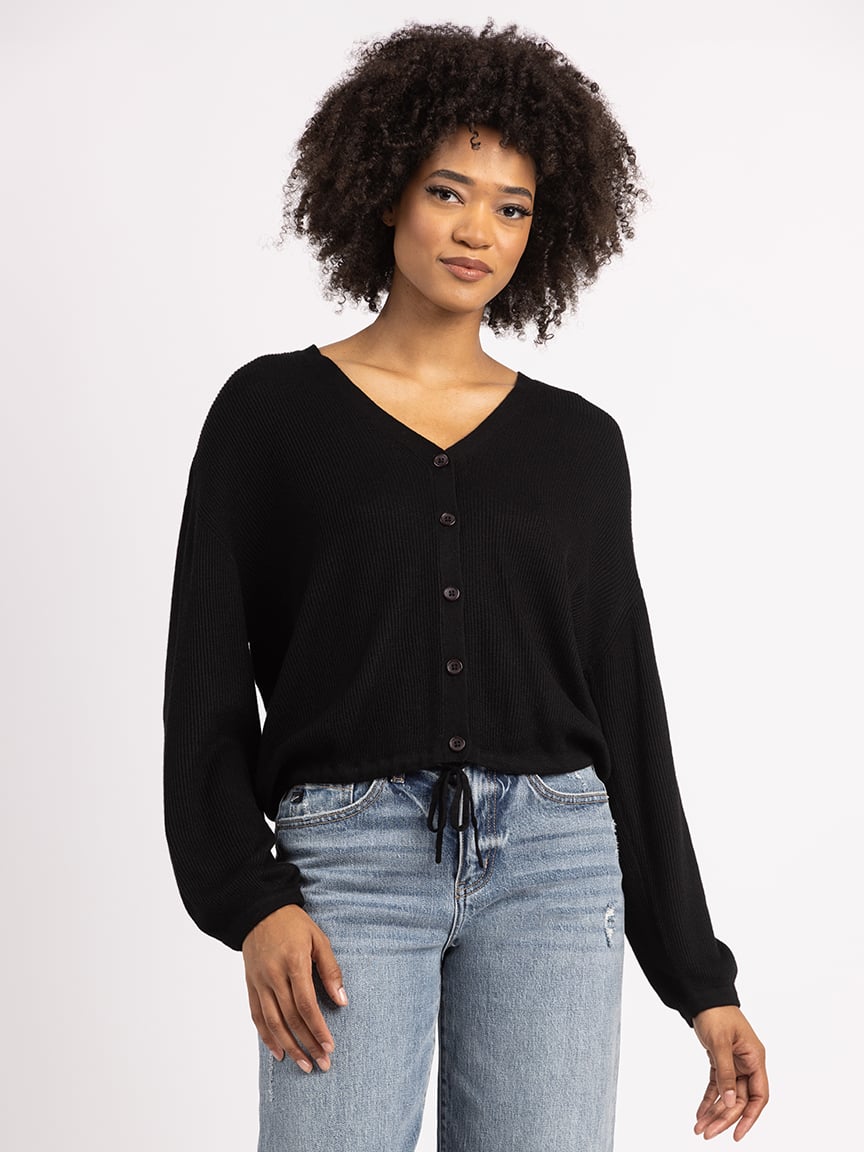 aurelia v neck button front sweater